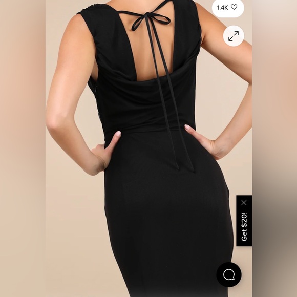 Lulus Stunning Mystery Black Mesh Cowl Back Mermaid Maxi Dress - Size XS - Picture 4 of 4